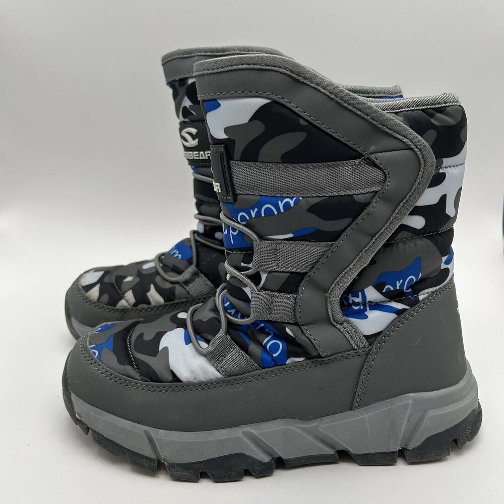 Hobibear Big Kids Winter Boots Size 35 US Size 3.5 Blue Faux‎ Fur Lined AW3771